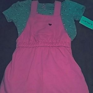 2-piece strawberry tee & shortalls set